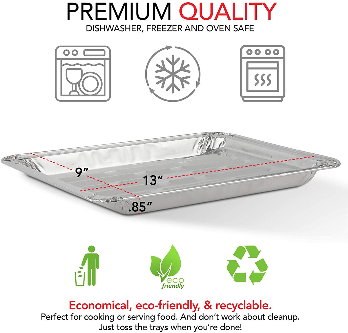 Stock Your Home Disposable Aluminum Foil Broiler Pans, 10 Pack, 13x9 I