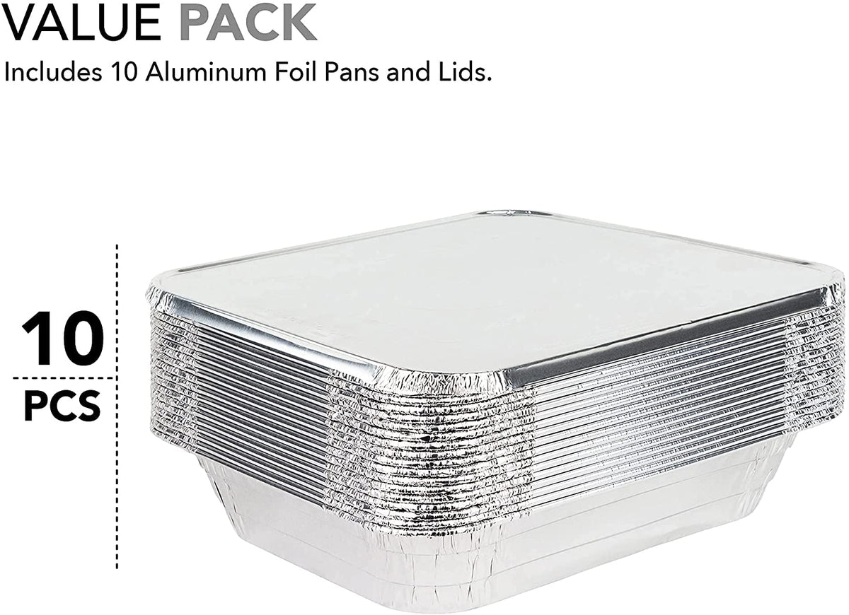 Stock Your Home Full Size 21 x 13 Foil Pans With Foil Lids- 10 Count