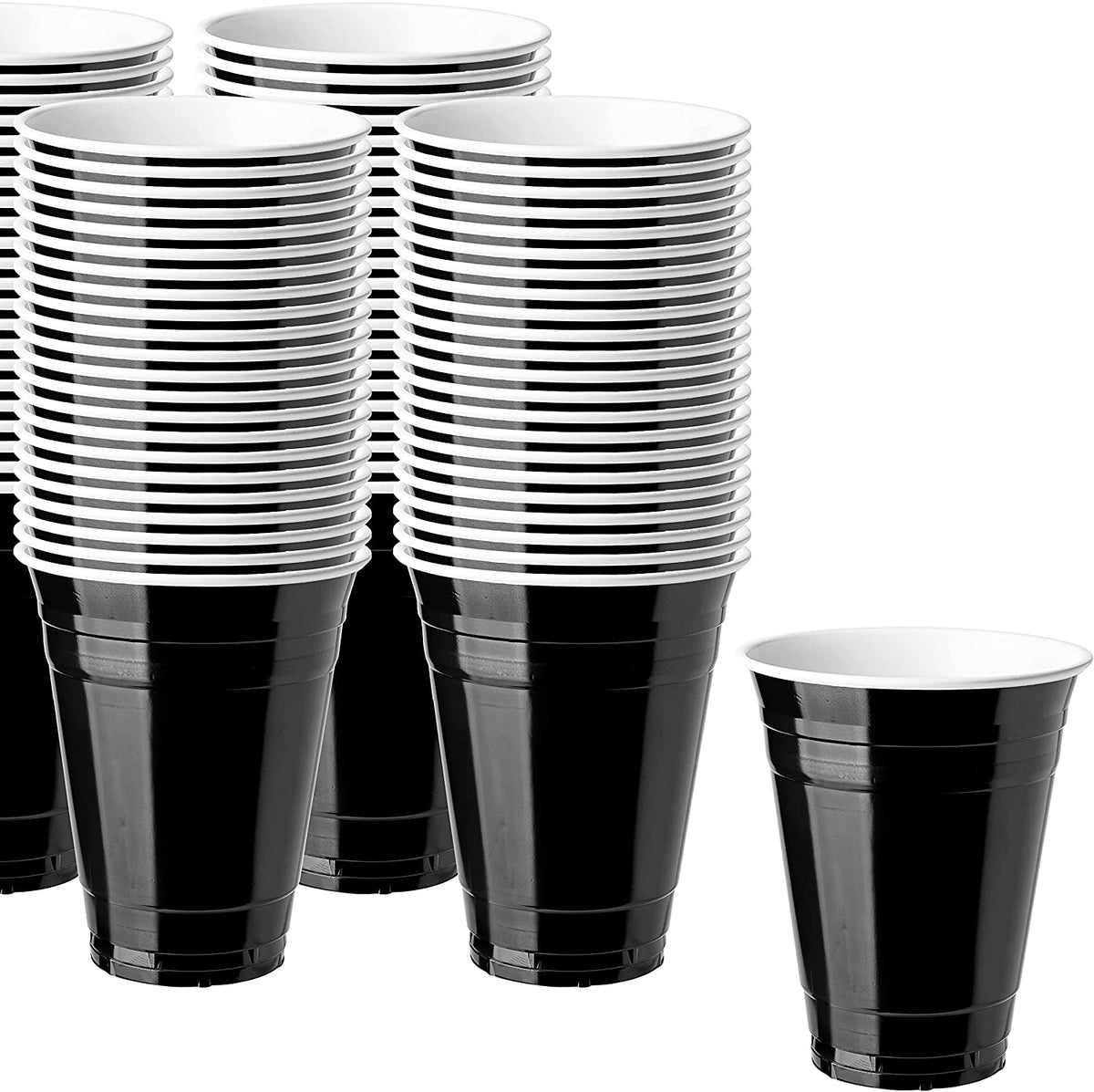 16-Ounce Plastic Party Cups in Black (50 Pack) - Disposable Plastic Cu –  Stock Your Home