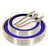 Blue and Gold Rim Plastic Dinnerware (125-Piece) Plastic Plates, Plastic Forks, Plastic Knives, Plastic Spoons - Service for 25 Guests Place Setting for Wedding, Party, Baby Shower, Birthday, Holiday