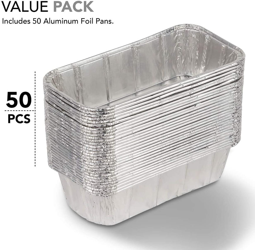 Stock Your Home 2 Lb Aluminum Foil Mini Loaf Pans (50 Pack) Disposable Small Loaf Pan â€“ 2 Pound Baking Tin Liners, Perfect to Bake Cakes, Bread Loaves, and Meat - 8.5 x 4.5 x 2.5