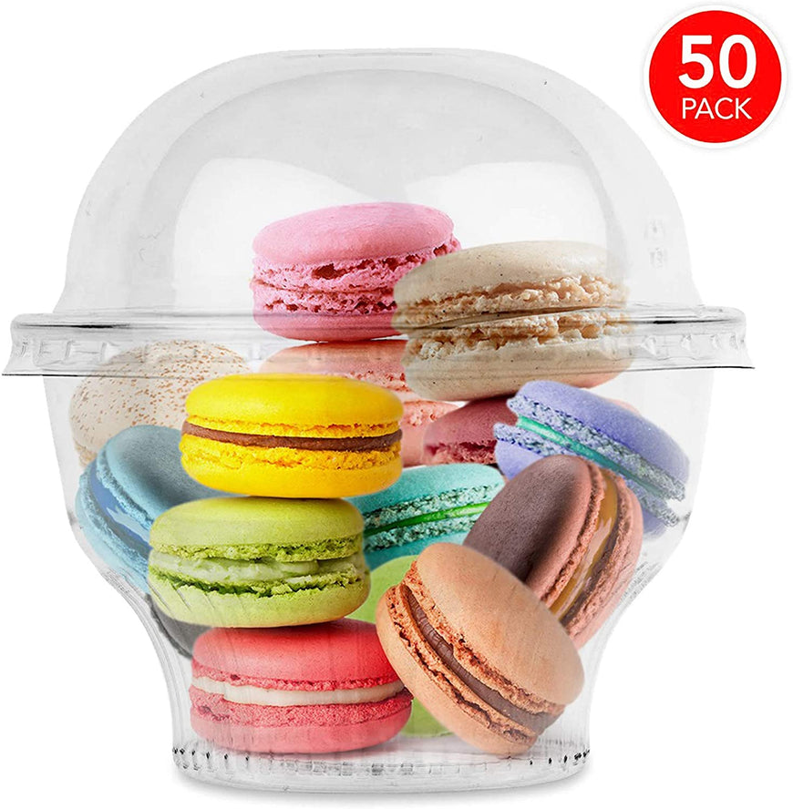 Clear Plastic Dessert Cups with Lids 8 oz (Set of 50) Small Disposable Parfait Cup, Dome Lid - No Hole, 8-Ounce Party Fruit Containers, Banana Pudding Bowl, Jello, Ice Cream, Desserts Container