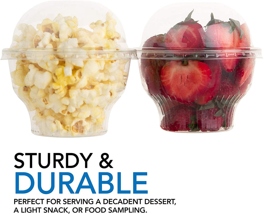 Clear Plastic Dessert Cups with Lids 8 oz (Set of 50) Small Disposable Parfait Cup, Dome Lid - No Hole, 8-Ounce Party Fruit Containers, Banana Pudding Bowl, Jello, Ice Cream, Desserts Container