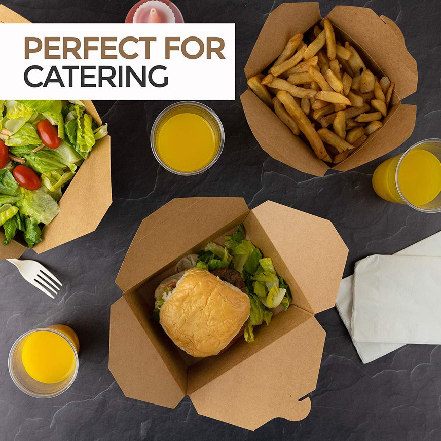 Microwaveable Kraft Brown Take Out Boxes 71 oz (40 Pack) Leak and Grease Resistant Food Containers - Recyclable Lunch Box - to Go Containers for Restaurants, Catering and Parties