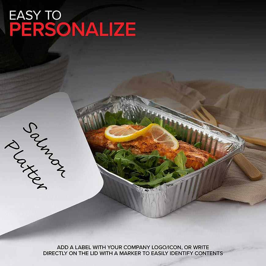 Stock Your Home 2 Lb Aluminum Pans with Lids (25 Pack) - Food Containers with Cardboard Lids - Disposable & Recyclable Takeout Trays with Lids - to Go Containers for Restaurants, Catering, Delis