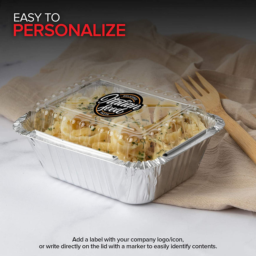 Stock Your Home 1 Lb Aluminum Disposable Cookware with Lids (25 Pack) - Foil Pans Plastic Lids - Disposable & Recyclable Takeout Trays with Lids - Food Containers for Restaurants, Catering, Delis