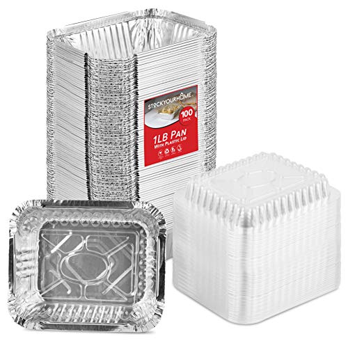 Stock Your Home 2 LB Oblong Plastic Foil Pan - 100 Pack