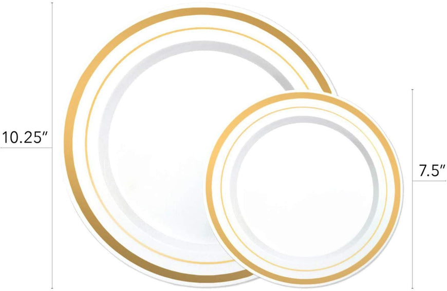 Stock Your Home 125 pc Fancy Disposable Plates with Cutlery Set - Gold