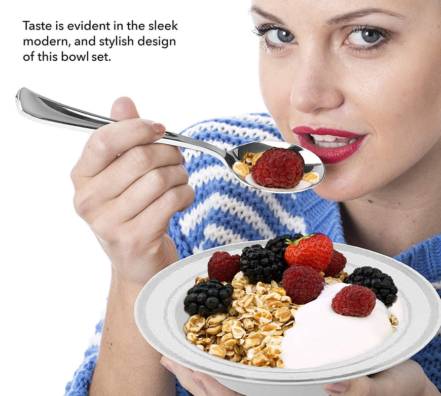 Stock Your Home 12 Oz Fancy Disposable Dinner Bowls for Holidays, Parties, Weddings, Catering, 50 Bowls (Silver)