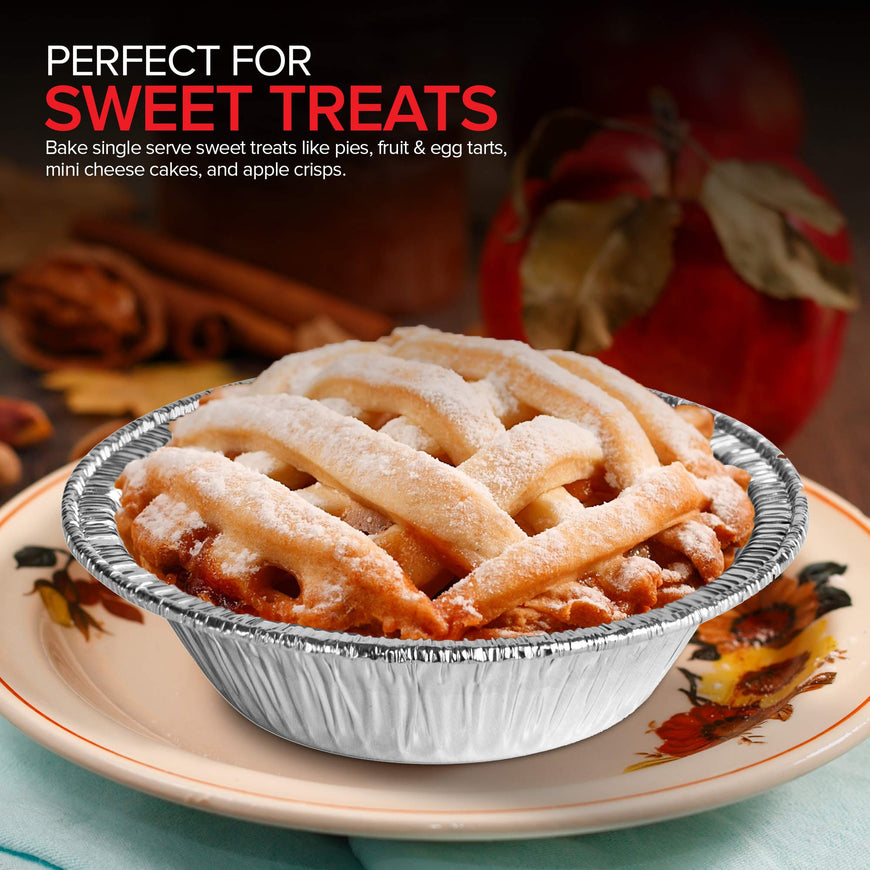 Stock Your Home 4 Inch Mini Aluminum Foil Pans (50 Count) â€“ Disposable Small Tins for Baking Tiny Treats, Fruit Tarts, Quiche, and Mince Pies