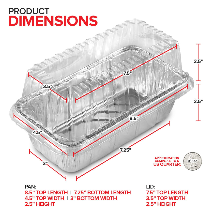 Stock Your Home Disposable Aluminum Loaf Pans with Lids, 2 Lb (30 Pack) Foil Baking Tins with Plastic Lid, Tin Pan with Cover for Cake, Banana Bread, Meatloaf, Mini Lasagna, Drip Trays