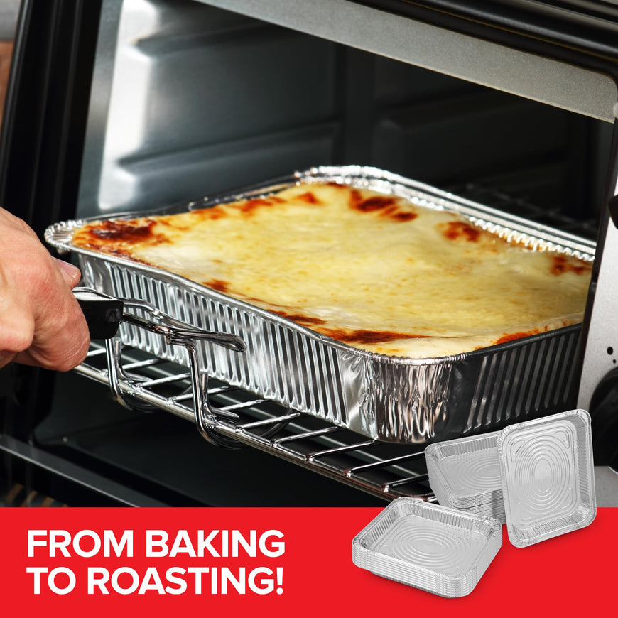 (10 Pack) Disposable Aluminum Pans 9x13 Shallow, Heavy Duty 1.75