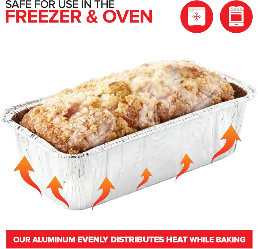 Stock Your Home 2 Lb Aluminum Foil Mini Loaf Pans (50 Pack) Disposable Small Loaf Pan â€“ 2 Pound Baking Tin Liners, Perfect to Bake Cakes, Bread Loaves, and Meat - 8.5 x 4.5 x 2.5