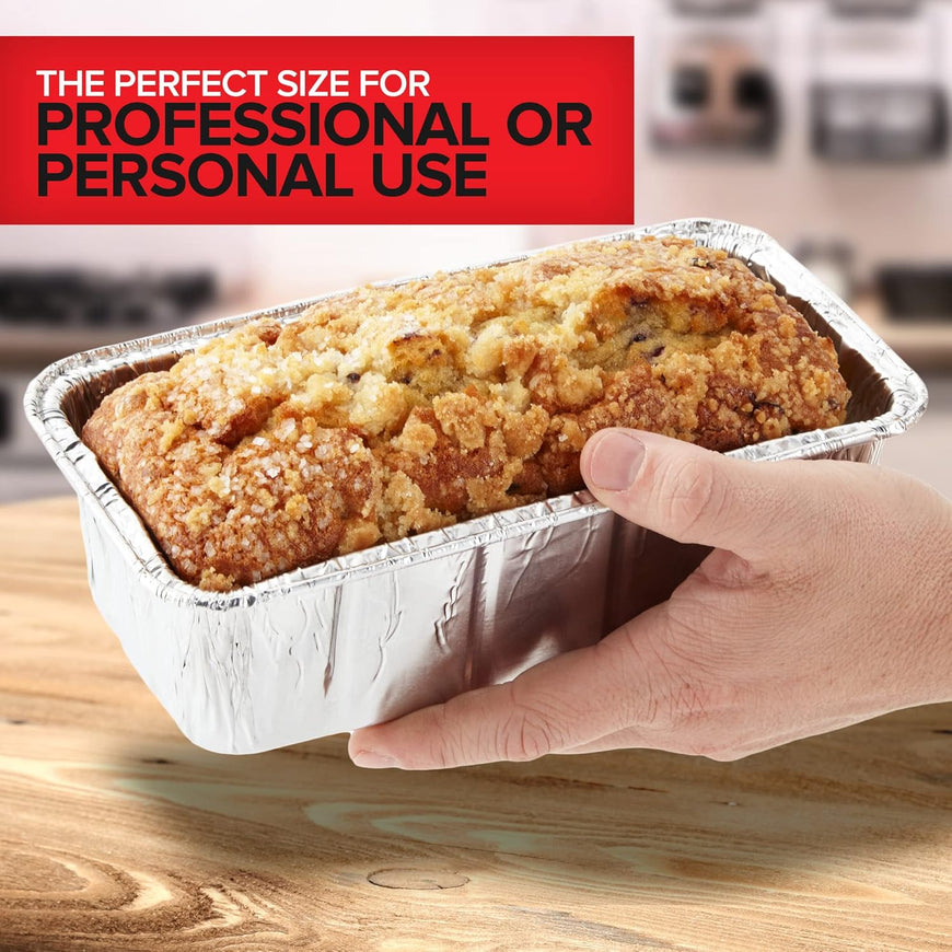 Stock Your Home 2 Lb Aluminum Foil Mini Loaf Pans (50 Pack) Disposable Small Loaf Pan â€“ 2 Pound Baking Tin Liners, Perfect to Bake Cakes, Bread Loaves, and Meat - 8.5 x 4.5 x 2.5