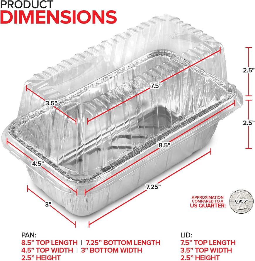 Stock Your Home Disposable Aluminum Loaf Pans with Lids, 2 Lb (30 Pack) Foil Baking Tins with Plastic Lid, Tin Pan with Cover for Cake, Banana Bread, Meatloaf, Mini Lasagna, Drip Trays