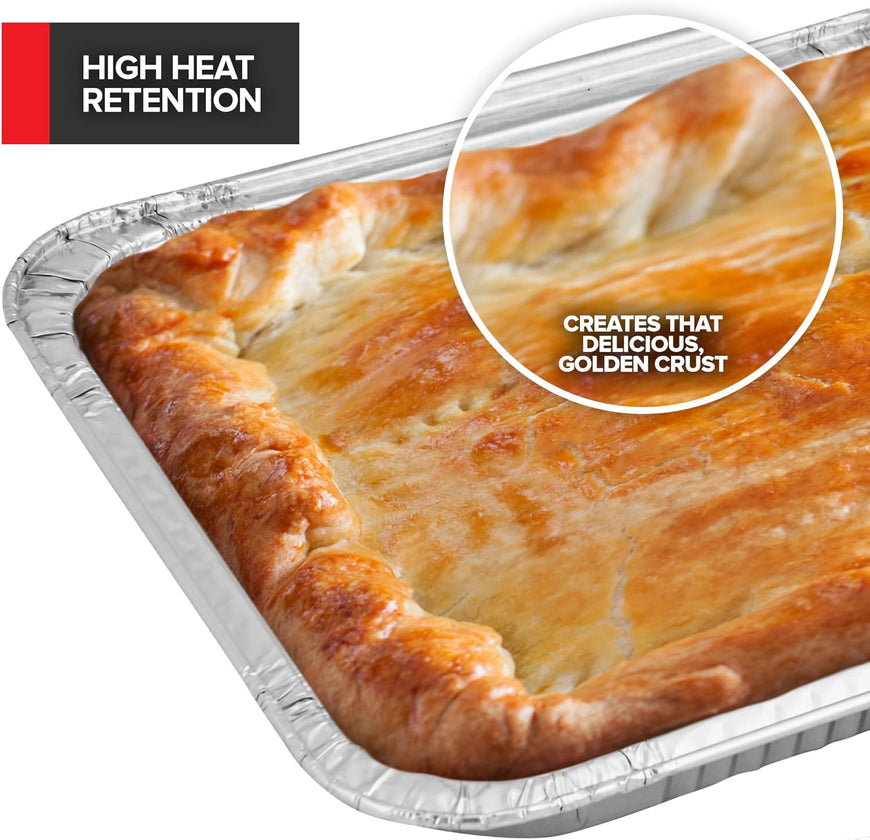 (10 Pack) Disposable Aluminum Pans 9x13 Shallow, Heavy Duty 1.75