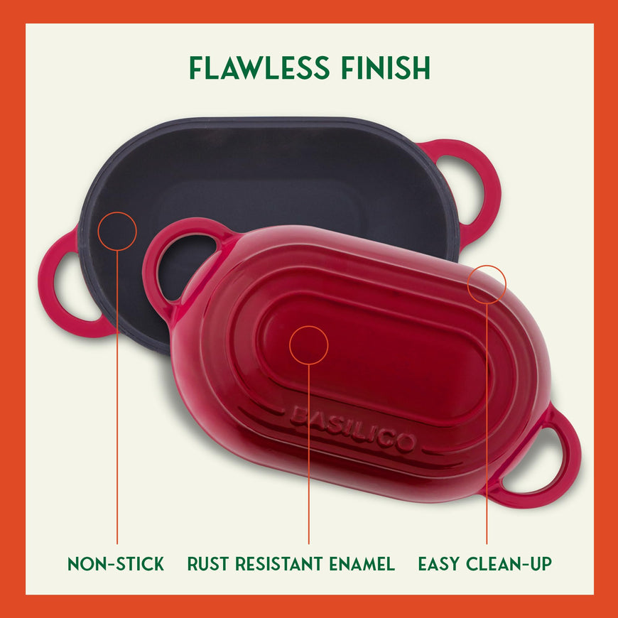 Enameled Cast Iron Bread Oven 2 Qt (Red), Non-Stick Single Loaf Cast Iron Bread Pan with Lid, Easy Homemade Sourdough Dutch Oven, Oven-Safe Artisan Bread Baking Pan