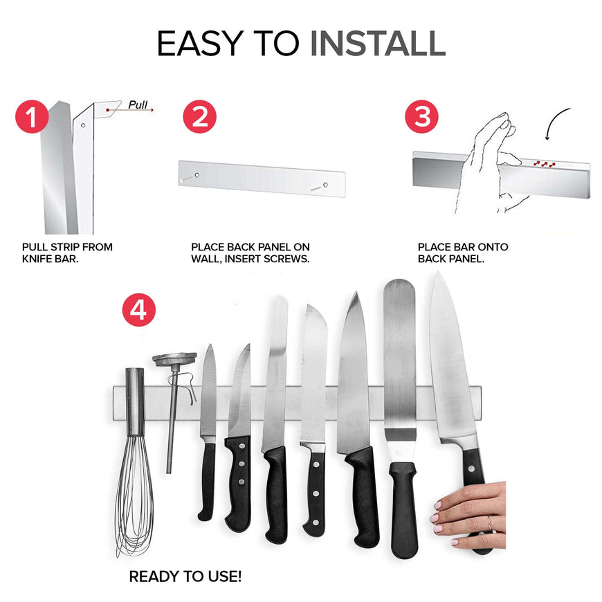 Modern Innovations 18 Inch Stainless Steel Magnetic Knife Bar - Use as Knife Holder, Rack, Strip, Kitchen Utensil and Tool Holder