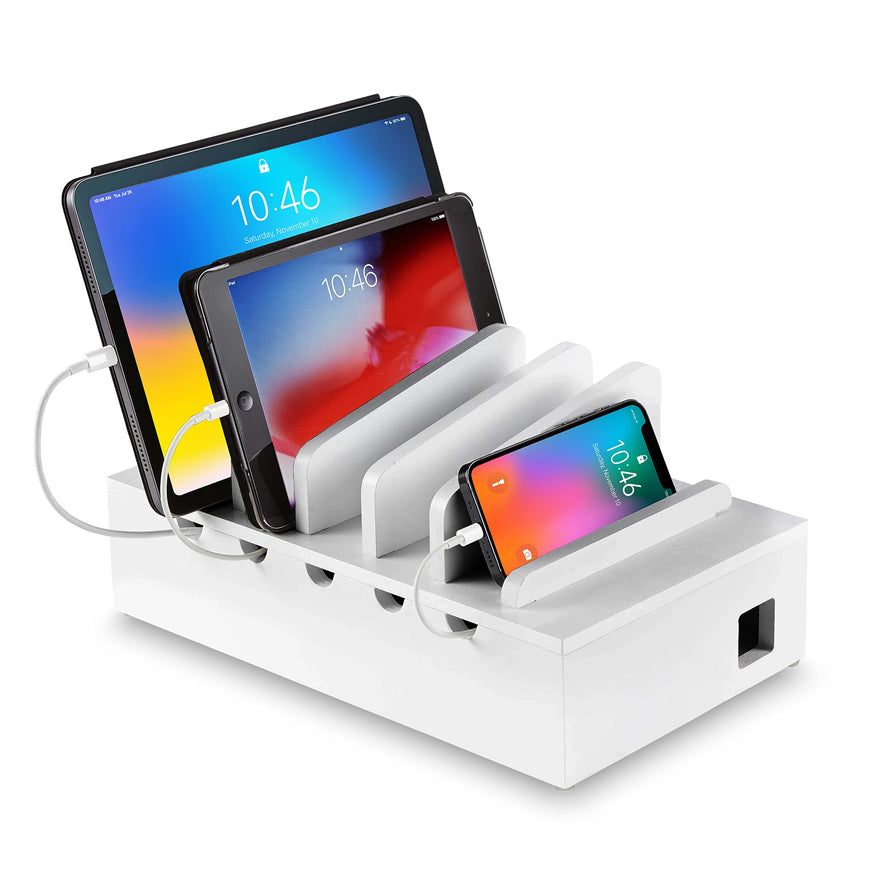 Modern Innovations Bamboo Charging Station Rack - White