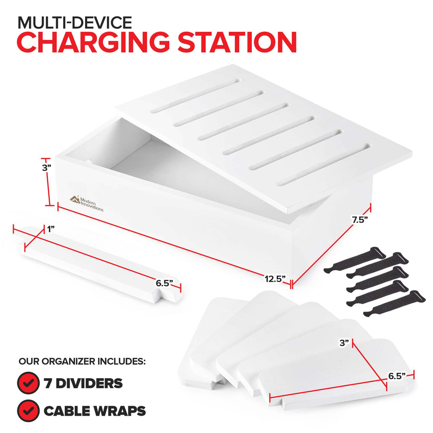 Modern Innovations Bamboo Charging Station Rack - White