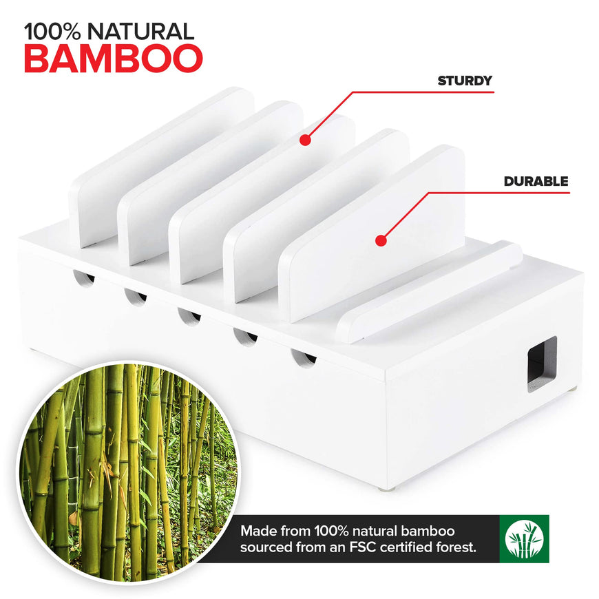 Modern Innovations Bamboo Charging Station Rack - White