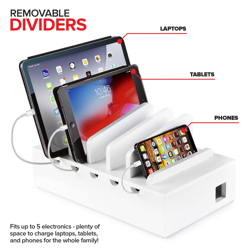 Modern Innovations Bamboo Charging Station Rack - White