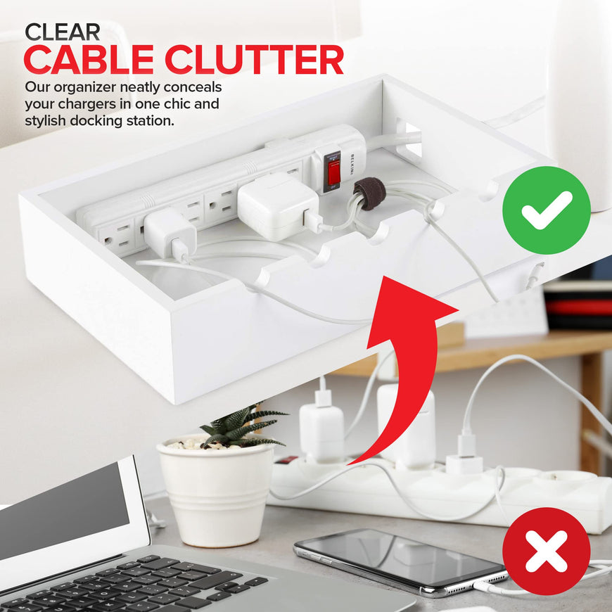 Modern Innovations Bamboo Charging Station Rack - White