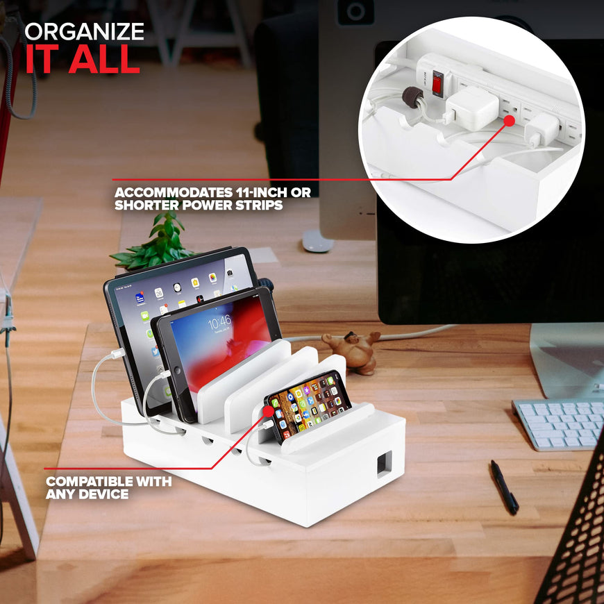 Modern Innovations Bamboo Charging Station Rack - White