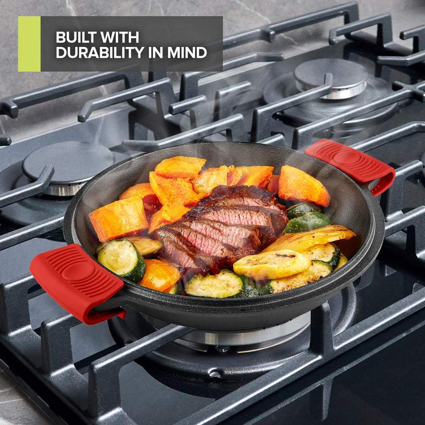 Modern Innovations 3-in-1 Dutch Oven & Skillet Combo, Preseasoned Cast Iron Cookware Set, 3.2QT Dutch Oven, 1.6QT Skillet with Lid, Versatile Pots and Pans for Camping & Home Cooking