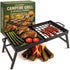 Carbon Steel Foldable Campfire Grill â€“ Portable Grill Grate & Griddle with Large Non-Stick Surface, Sturdy Fold-Out Legs, Compact for Storage, Use Over Fire Pit