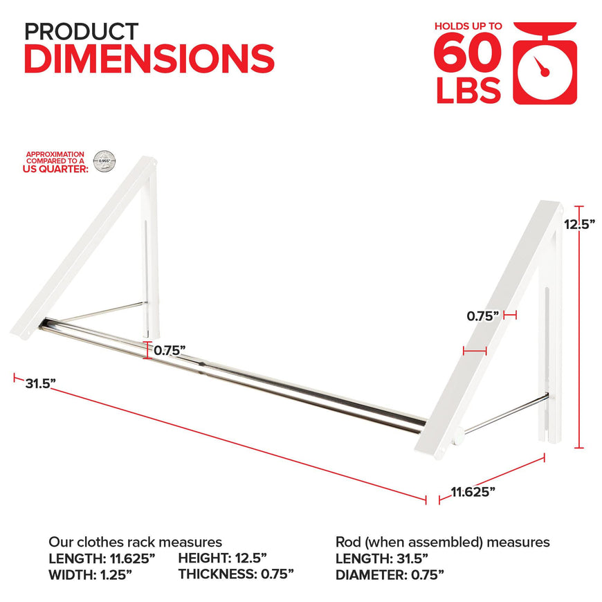 Stock Your Home Retractable Clothing Rack, Set of 2 with connector rod- White