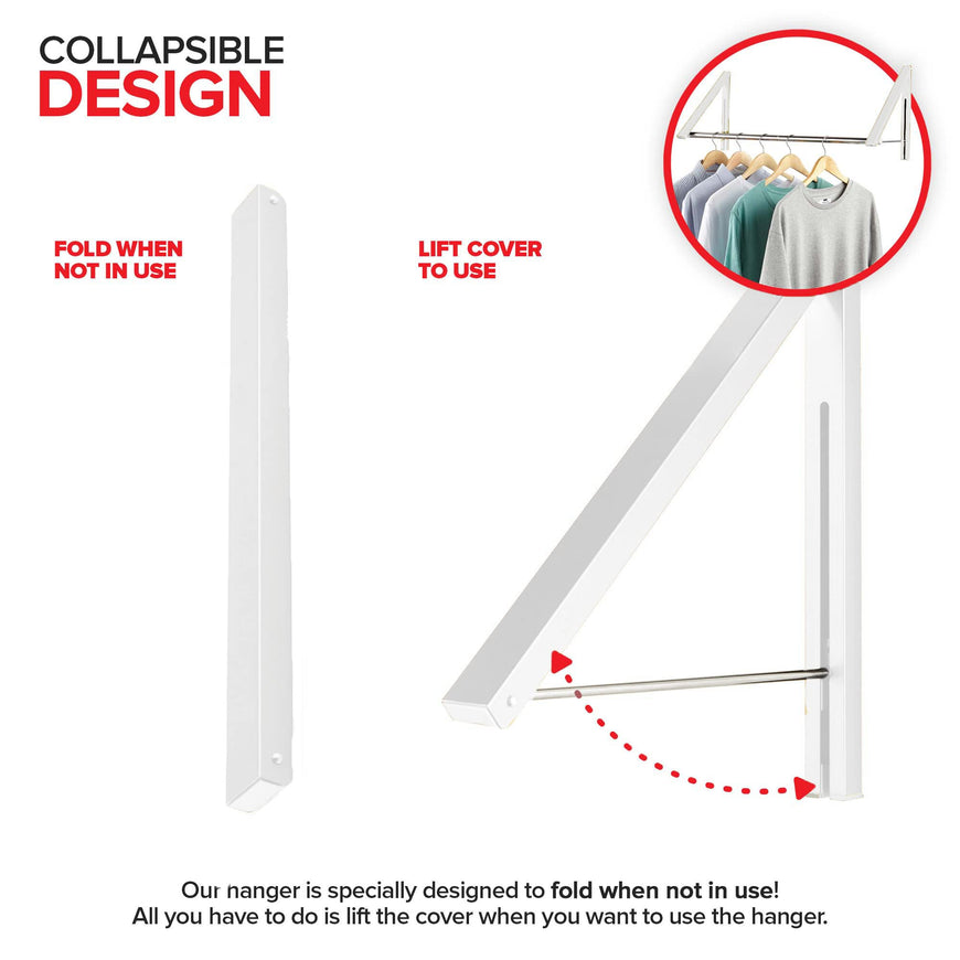 Stock Your Home Retractable Clothing Rack, Set of 2 with connector rod- White
