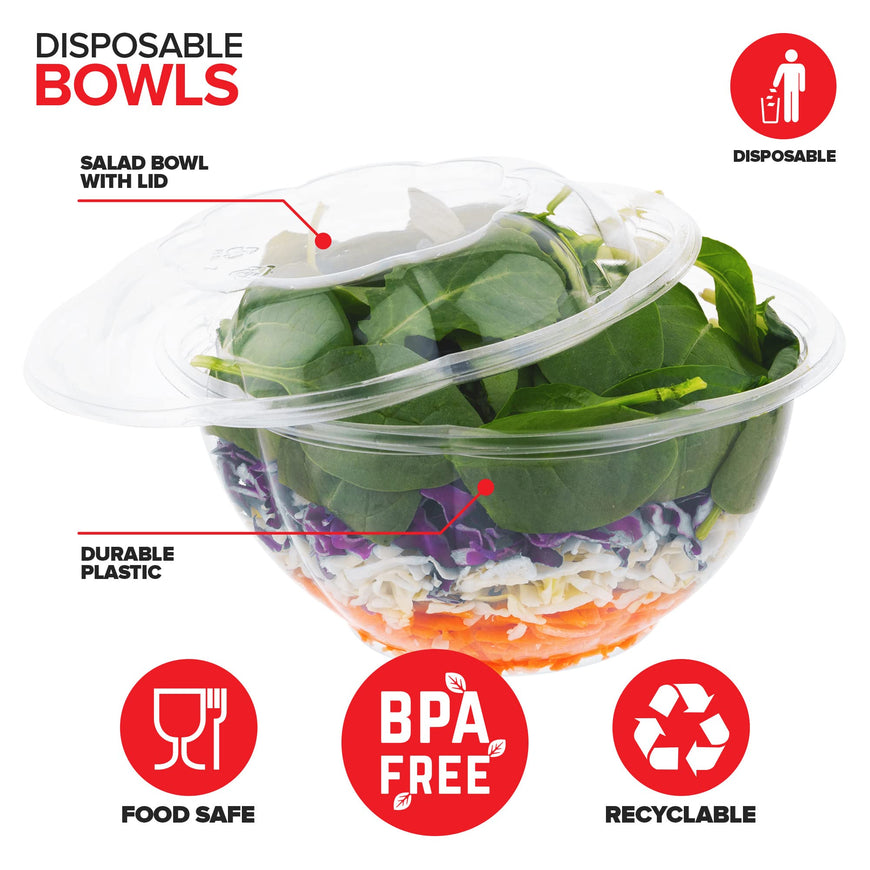 Plastic Salad container - 32 oz - 150 Pack