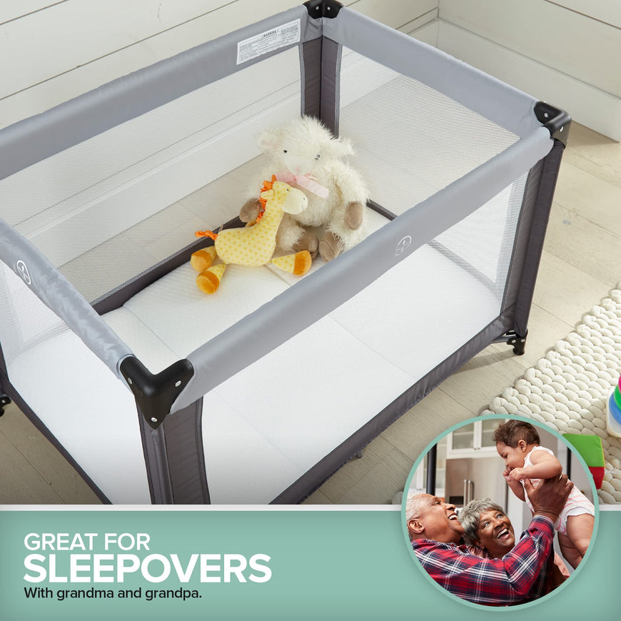 Stock Your Home Foldable Travel Pack n Play Mattress Pad with Tote Bag, Waterproof Portable Mini Crib Mattresses, Baby Bed Playpen Memory Foam Topper, Playard Pen Accessories, Traveling Case Included