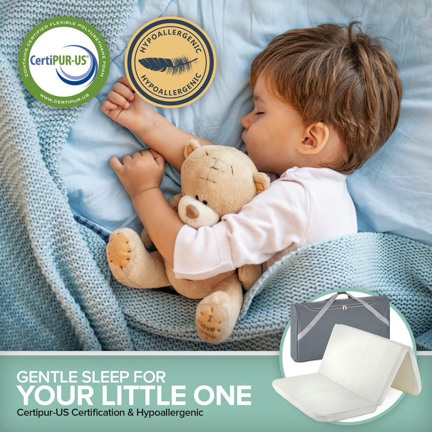 Stock Your Home Foldable Travel Pack n Play Mattress Pad with Tote Bag, Waterproof Portable Mini Crib Mattresses, Baby Bed Playpen Memory Foam Topper, Playard Pen Accessories, Traveling Case Included