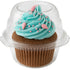 Stock Your Home Individual Plastic Cupcake Containers Disposable with Connected Airtight Dome Lid (100 Count) Clear Single Cupcake Container, BPA Free