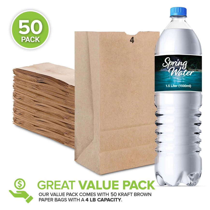 4 LB Brown Paper Bag (50 Pack)