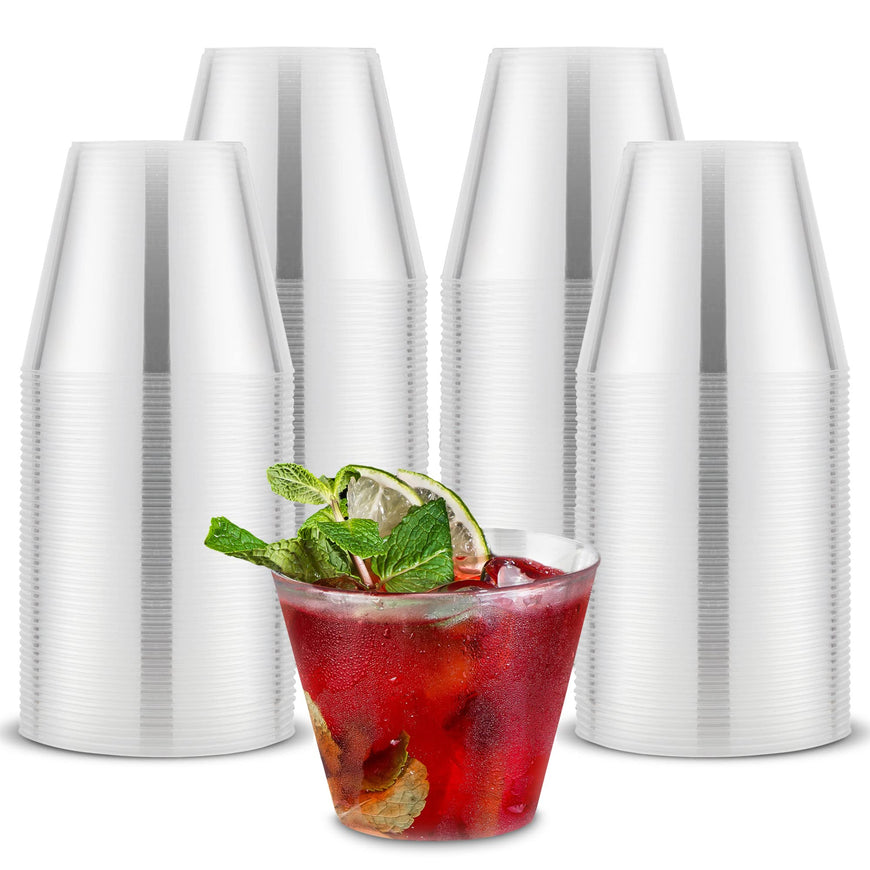 Stock Your Home 9 oz Hard Plastic Old Fashioned Tumblers 200 Pack -BPA Free & Recyclable - Shatterproof Cocktails Cups - Disposable & Reusable Tumblers for Champagne, Dessert, Foodâ€¦