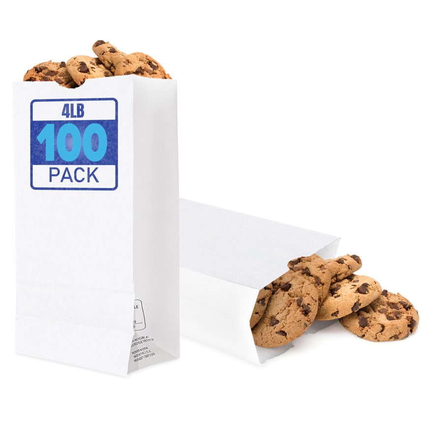 Stock Your Home 4 LB White Paper Bag - 100 Count