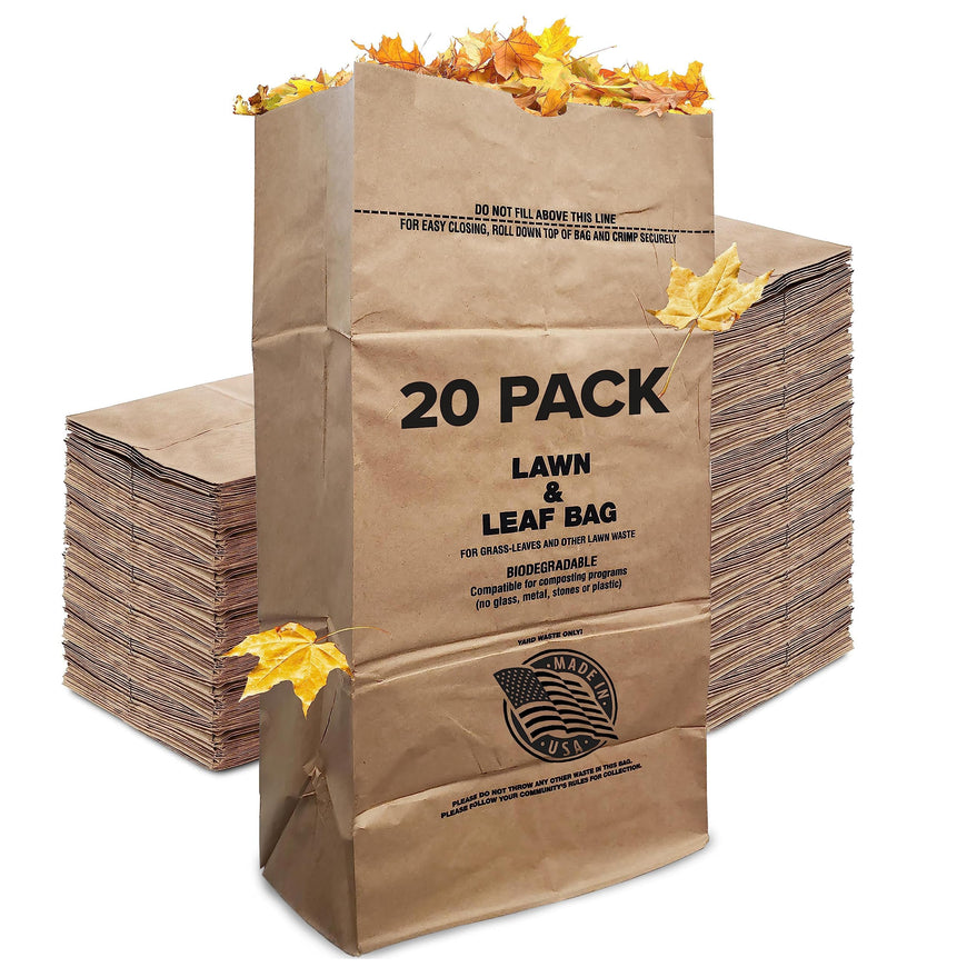 Stock Your Home 30 Gallon Kraft Leaf Bag - 20 Count