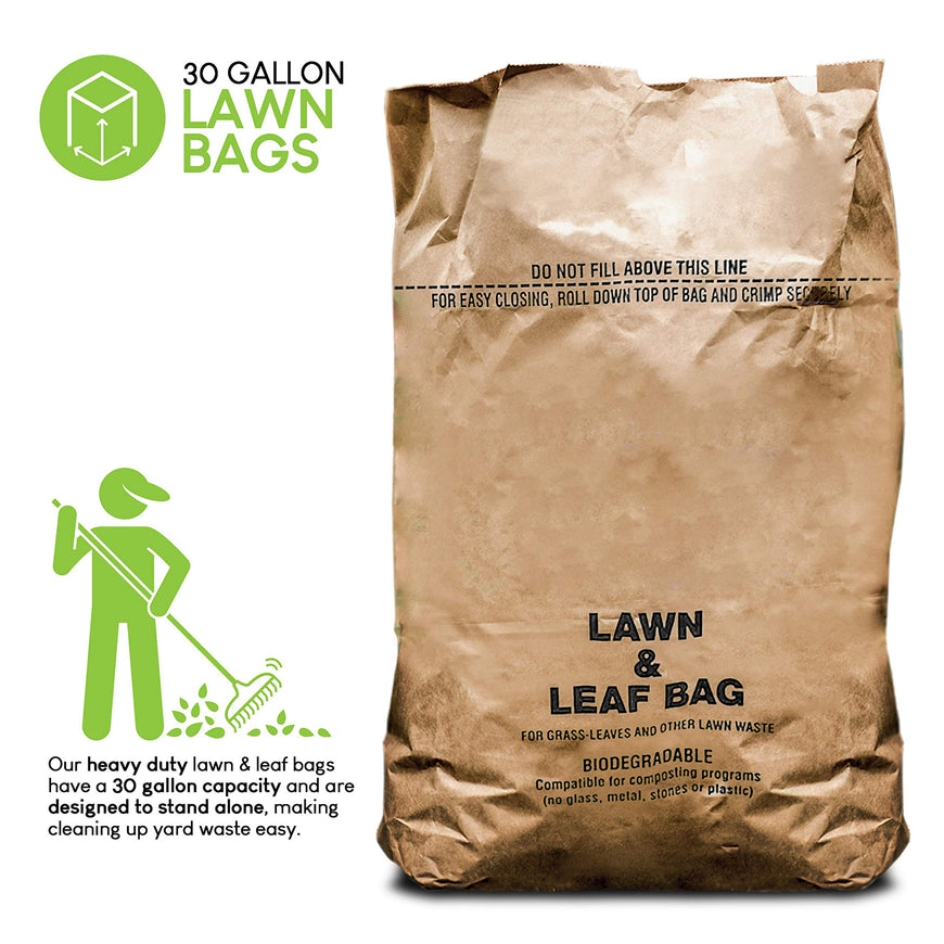 Stock Your Home 30 Gallon Kraft Leaf Bag - 20 Count