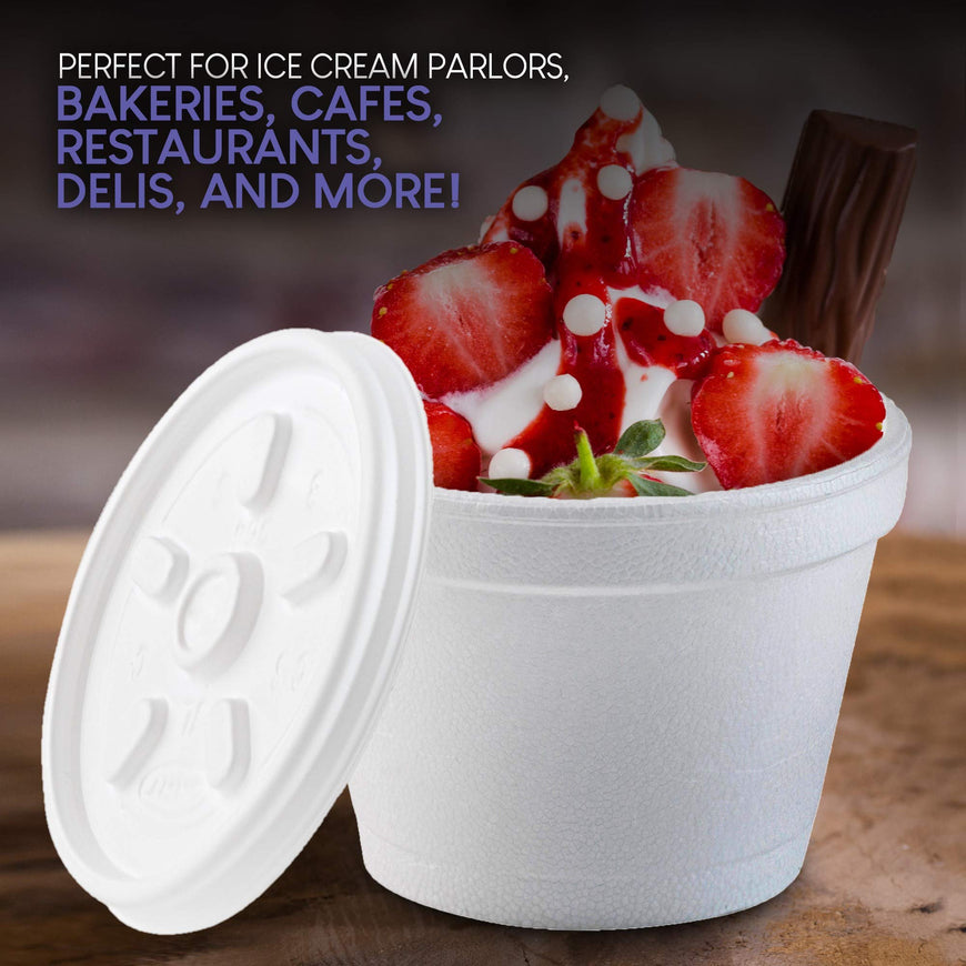 Stock Your Home 4 Oz Styrofoam Bowls with Lids - 100 Count