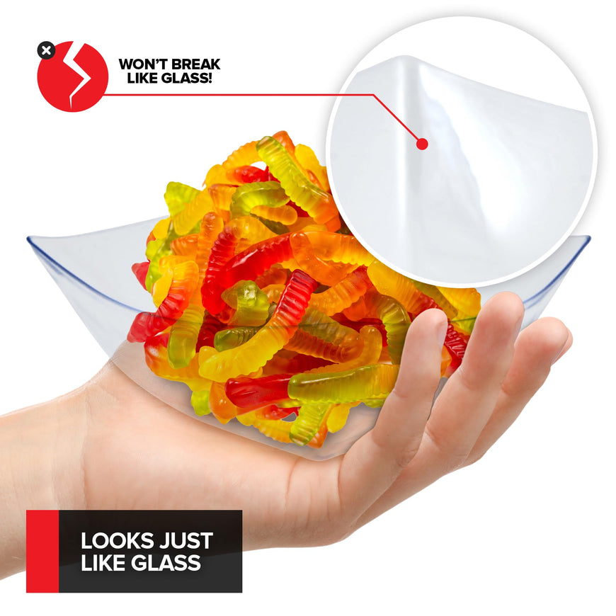 Plastic Square Bowls - 16oz (48 Pack)