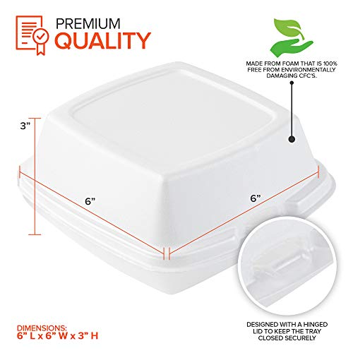 Stock Your Home 6 x 6 Styrofoam Clamshell Container - 50 Count