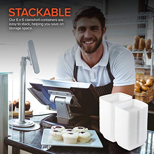 Stock Your Home 6 x 6 Styrofoam Clamshell Container - 50 Count