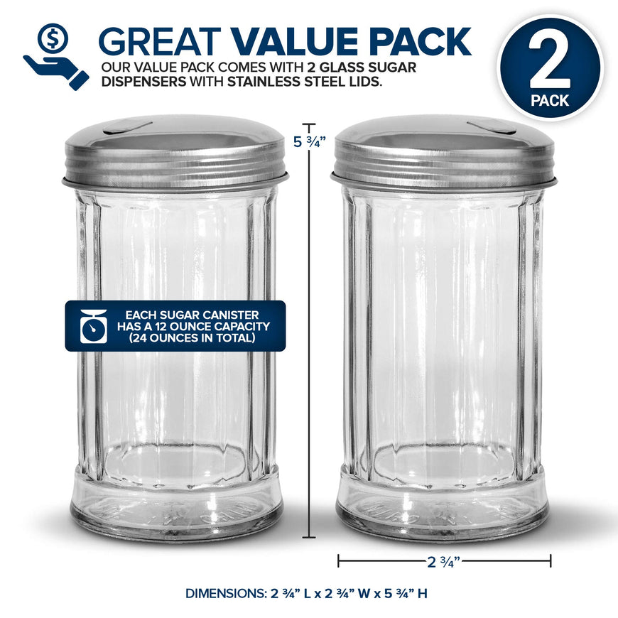 Stock Your Home 12 oz. Glass Sugar Pourer - 2 Count