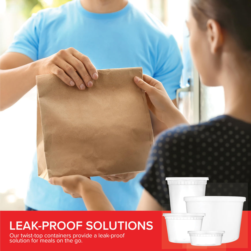 Stock Your Home 32oz Plastic Deli Containers (48 Pack) with Lids, Reusable Freezer Containers, To Go Soup Containers, Microwave Safe