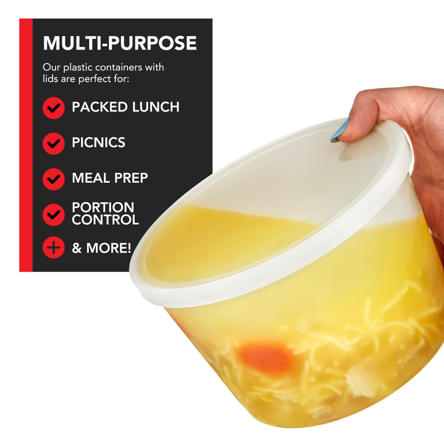Stock Your Home 64 oz Plastic Deli Containers with Lids (8 Pack), Half Gallon Reusable Freezer Containers, Disposable Food Storage Containers with Lids, To Go Soup, Microwave Safe