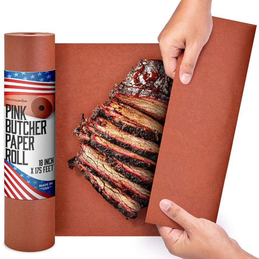 Pink Butcher Paper Roll 18â€x175' (2100 Inch) Peach Butcher Paper for Smoker, Food Grade, Brisket, Ribs, BBQ, Smoking Meat, USA Made, Unbleached, Unwaxed and Uncoated, Stock Your Home