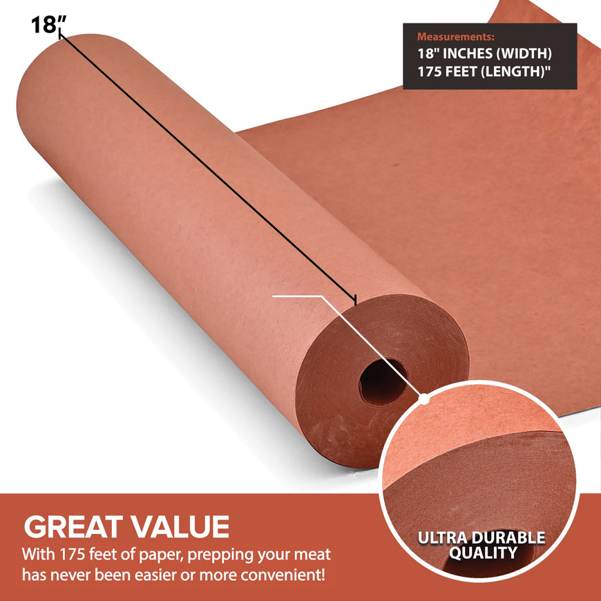 Pink Butcher Paper Roll 18â€x175' (2100 Inch) Peach Butcher Paper for Smoker, Food Grade, Brisket, Ribs, BBQ, Smoking Meat, USA Made, Unbleached, Unwaxed and Uncoated, Stock Your Home